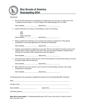Boardsailing BSA Certification Form