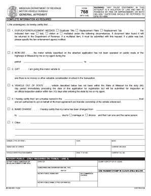 General Affidavit Form - Missouri Department of Transportation - morail