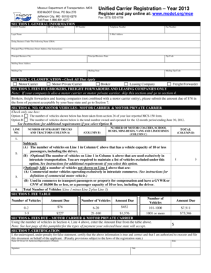 Missouri Unified Carrier Registration Form 2013