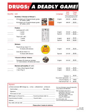Drugs: A Deadly Game Order Form