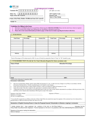 SBI Life ULIP Request Form