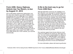 IRS Form 2290 Heavy Highway Vehicle Use Tax Return