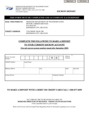 Missouri Escrow Deposit Form