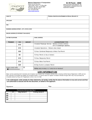 Missouri B-1R Form Application