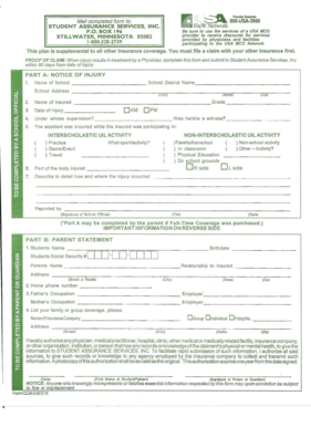 Student Injury Claim Form