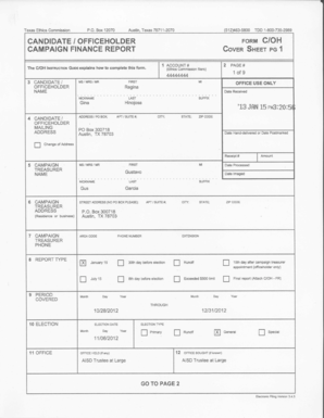Texas Campaign Finance Report Form