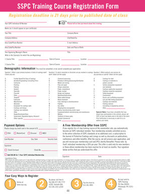 SSPC Training Course Registration Form