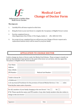 Medical Card Change of Doctor Form