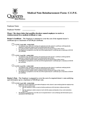 Medical Note Reimbursement Form