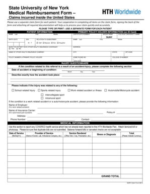 SUNY Medical Reimbursement Form