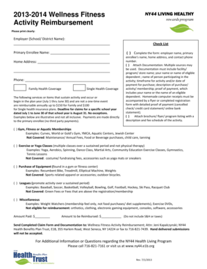 NY44 Wellness Fitness Activity Reimbursement Form