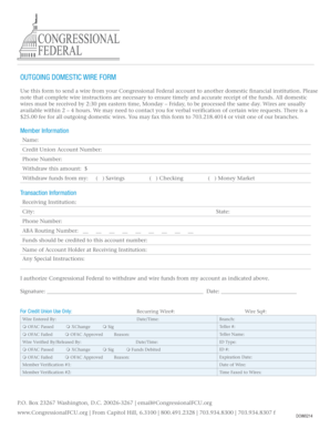 Outgoing Domestic Wire Form