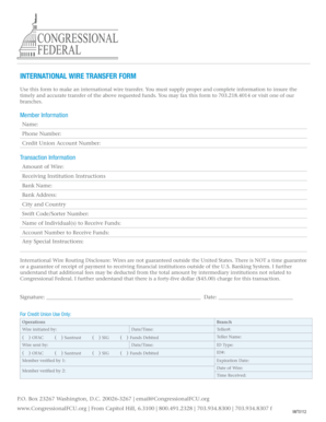 International Wire Transfer Form