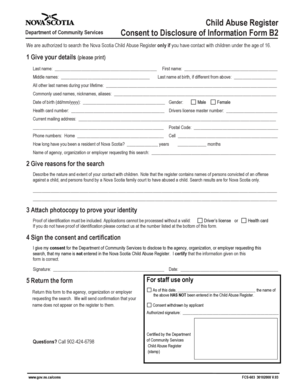 Nova Scotia Child Abuse Register Consent Form