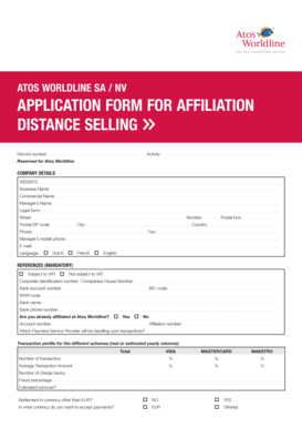 Atos Worldline Distance Selling Affiliation Application Form