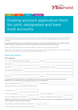 AJ Bell Youinvest Dealing Account Application Form