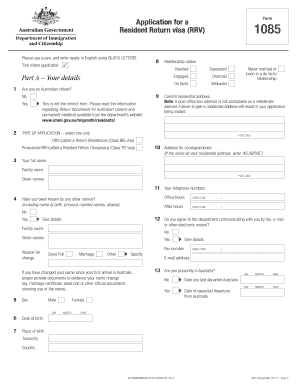 Application for Resident Return Visa (RRV) 1085