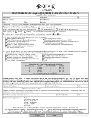 Minnesota Telephone Assistance Plan Application
