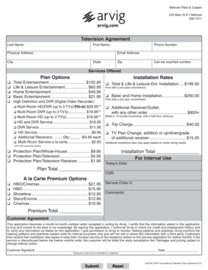 Arvig Television Service Agreement