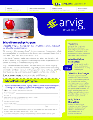 Arvig School Partnership Program Form