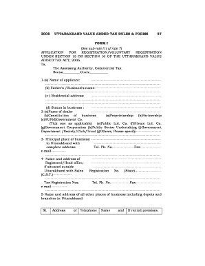 Uttarakhand Value Added Tax Registration Application