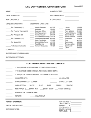 Job order format - Copy Job Order Form - lisd