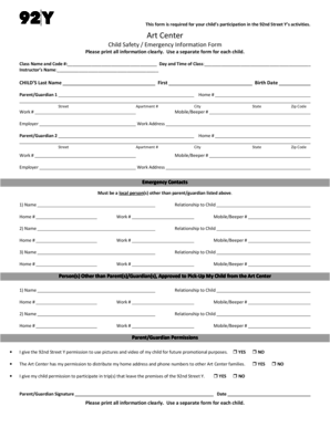Child Safety Emergency Information Form