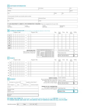 92Y Class Registration Form