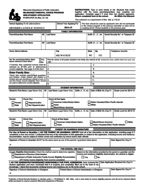 Wisconsin Parental Choice Program Application