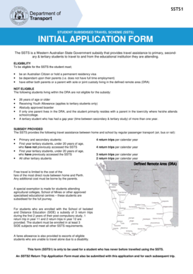 Student Subsidised Travel Scheme Initial Application Form