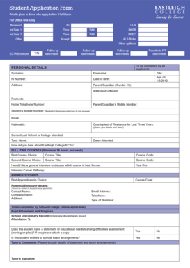 Student Application Form