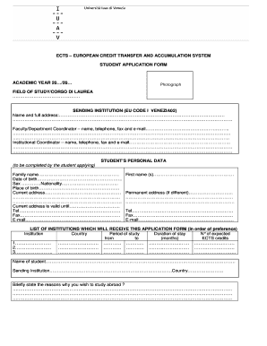 ECTS Student Application Form