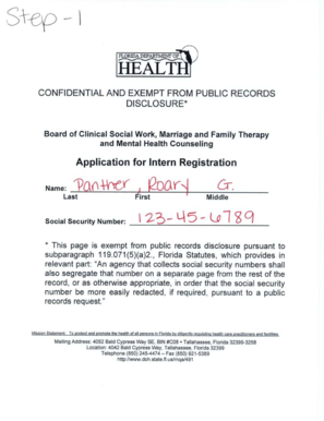 Florida Intern Registration Application