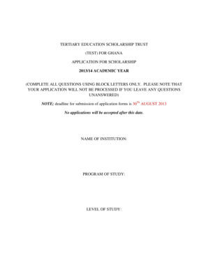 Tertiary Education Scholarship Trust Application