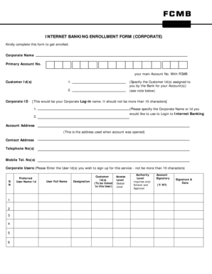Corporate Internet Banking Enrollment Form
