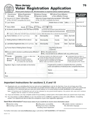 New Jersey Voter Registration Application