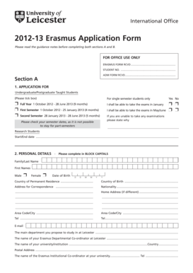 2012-13 Erasmus Application Form