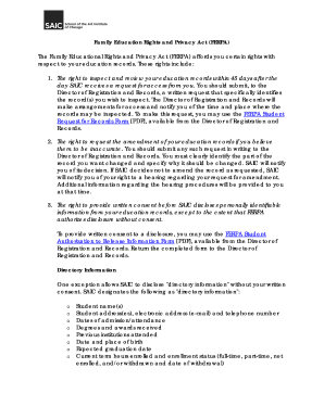 FERPA Student Authorization to Release Information Form