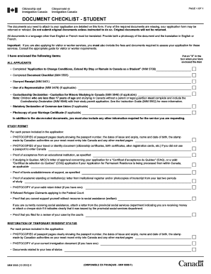 Canada Student Immigration Document Checklist