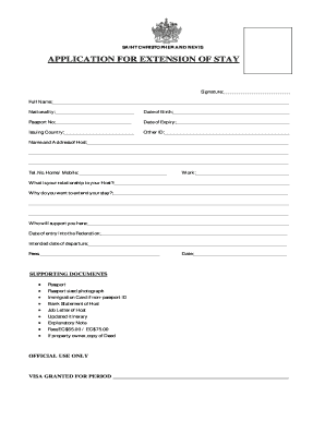 Saint Kitts and Nevis Extension of Stay Application