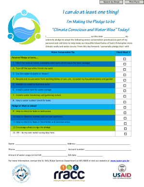 Water Conservation Pledge Form