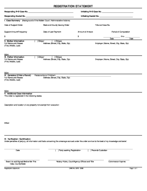 Registration Statement for IV-D Case
