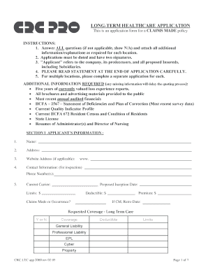 Long-Term Healthcare Application Form
