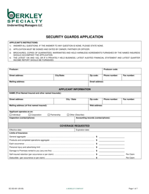 Security Guards Application Form