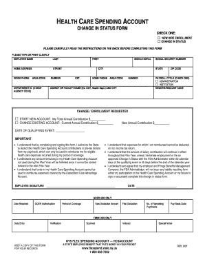 Health Care Spending Account Change in Status Form