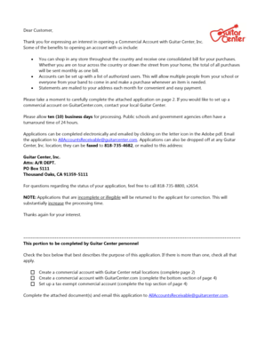 Guitar Center Commercial Account Application