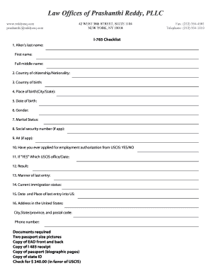 I-765 Employment Authorization Checklist