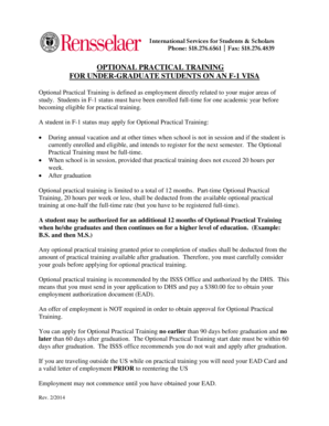 F-1 Visa Optional Practical Training Request