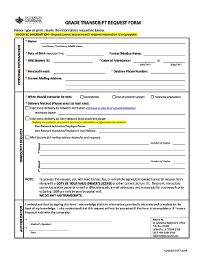 College transcripts example - Grade Transcript Request Form - Office of the University Registrar