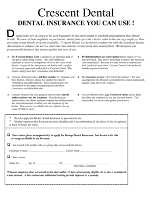Crescent Dental Insurance Application